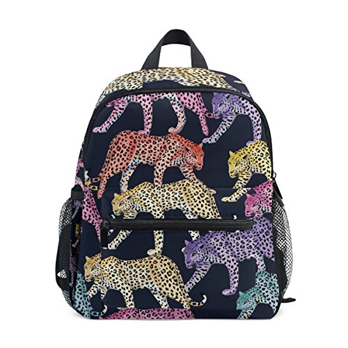 Multicolor Leopard Pattern Rucksack Daypack Schultasche für Kinder Vorschule Jungen Mädchen von Mnsruu