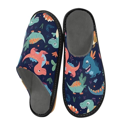 Niedliche Cartoon-Dinosaurier-Hausschuhe für Damen und Herren, warme Hausschuhe, Hausschuhe, Indoor-Outdoor-Hausschuhe, Mehrfarbig, 45/45.5 EU von Mnsruu