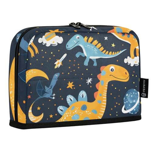 Niedliche Dinosaurier im Weltraum Stehendes Federmäppchen, großes Fassungsvermögen, Stifteetui für Jungen und Mädchen, mehrschichtiges Stifteetui, Stifthalter, Schreibwaren-Organizer für Schule, Büro von Mnsruu
