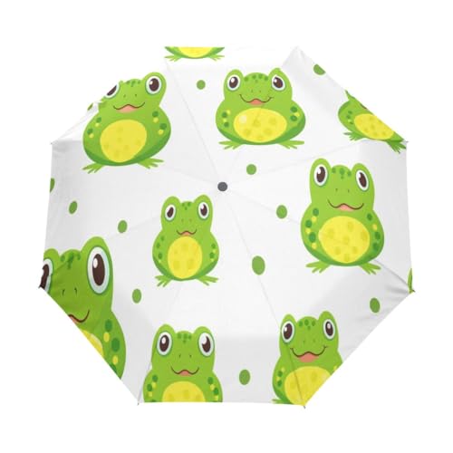 Niedlicher Frosch-Regenschirm, kompakt, automatisches Öffnen, Schließen, Regenschirm, Reisen, winddicht, UV-beständig, Mehrfarbig, Einheitsgröße von Mnsruu