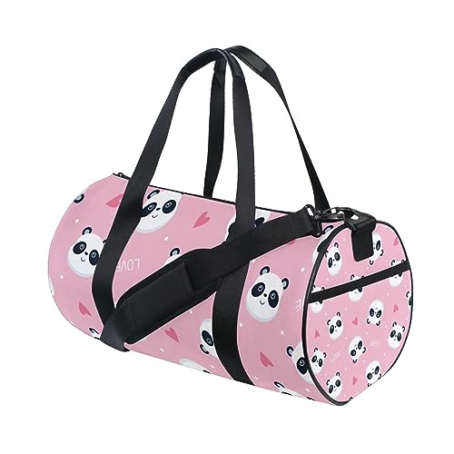 Panda Herz Sport Turnbeutel Damen Herren Reise Duffel Bag Workout Taschen Übung Strand Yoga Wochenende Tanztasche, d174, L von Mnsruu