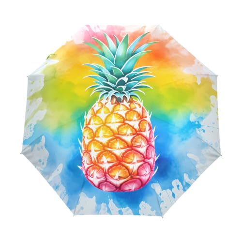 Pineapple kompakter Regenschirm, automatisches Öffnen, Schließen, Regenschirm, Reisen, winddicht, UV-beständig, Mehrfarbig, Einheitsgröße von Mnsruu