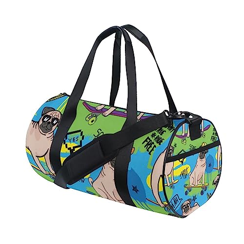 Pug GOG Hundetasche, Graffiti-Sporttasche, Damen, Herren, Reisetasche, Workout-Taschen, Strand, Yoga, Wochenende, Tanztasche, A001, L von Mnsruu