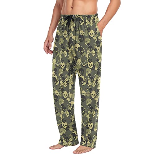 Pyjamahose für Herren, Totenkopf Camo Militär Camouflage Herren Separate Hose, Loungehose, entspannte Schlafhose, Mehrfarbig, L von Mnsruu