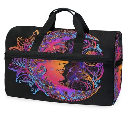 Rainbow Moon Sun Boho Bohemian Travel Duffel Bag for Men Women Boys Girls Teens, Oversized Sports Gym Bag with Shoes Compartment Overnight Weekend Yoga Workout Bag Training Handbag, #03, von Mnsruu