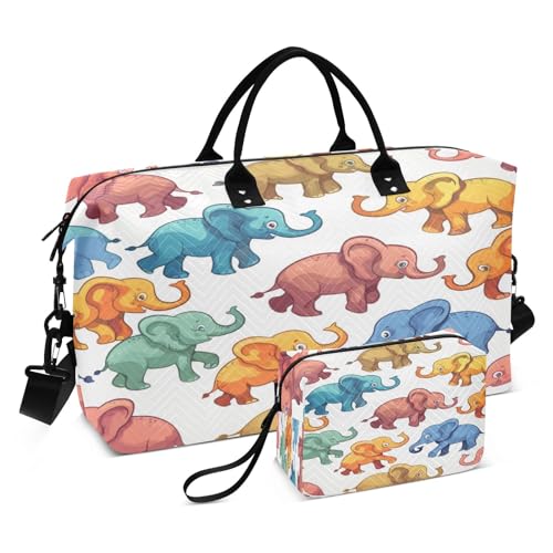 Reisetasche mit 16 Elefanten, für Fitnessstudio, Yoga, Handgepäck, für Männer und Frauen, Wochenendtasche, Cartoon Niedlicher Elefant, Einheitsgröße, Reisetasche von Mnsruu