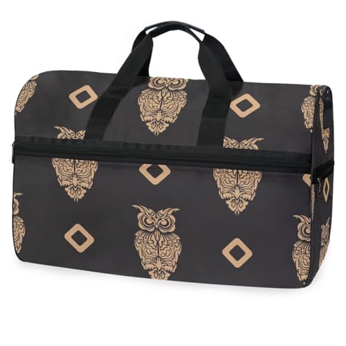 Reisetasche mit Eulen-Motiv, kariert, für Herren, Damen, Jungen, Mädchen, Teenager, übergroße Sporttasche mit Schuhfach, Übernachtung, Wochenende, Yoga, Workout, Trainingstasche, #08, Einheitsgröße, von Mnsruu