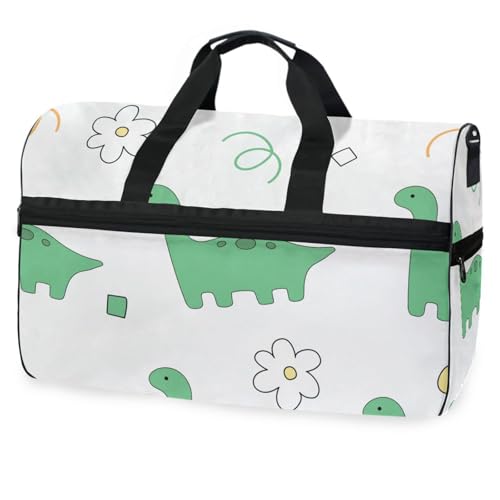 Reisetasche mit niedlichem Dinosaurier-Motiv, handgezeichnete Reisetasche für Männer, Frauen, Jungen, Mädchen, Teenager, übergroße Sporttasche mit Schuhfach, Übernachtung, Wochenende, Yoga, Workout, von Mnsruu