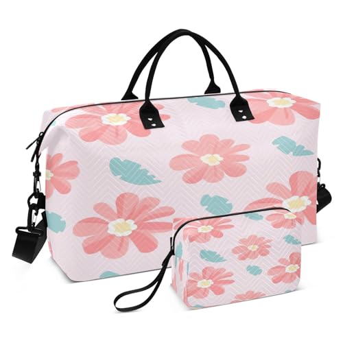 Reisetasche mit niedlichen Blumen, für Fitnessstudio, Yoga, Handgepäck, für Männer und Frauen, Wochenendtasche, Rosa, Rosa süße Blumen, Einheitsgröße, Reisetasche von Mnsruu