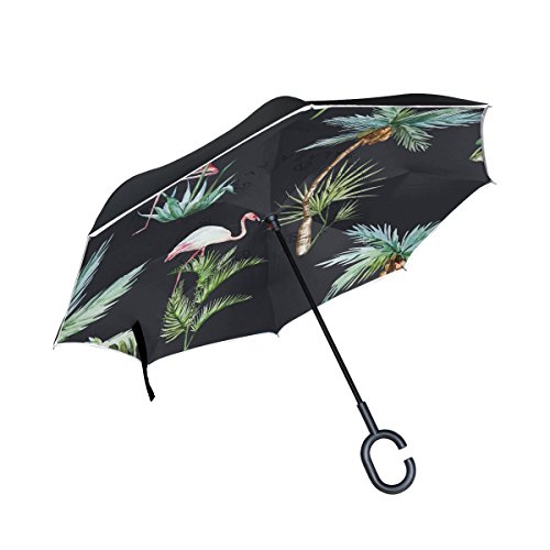 Reversion Regenschirm, Double Layer Winddicht Regenschirm Taschenschirm Inverted Stockschirme mit C Griff von Mnsruu