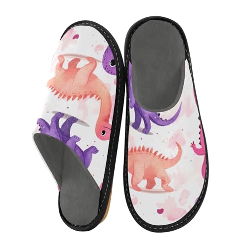 Rosa Lila Dinosaurier Hausschuhe für Damen Herren Warme Hausschuhe Hausschuhe Indoor Outdoor Hausschuhe, Mehrfarbig, 42/43 EU von Mnsruu