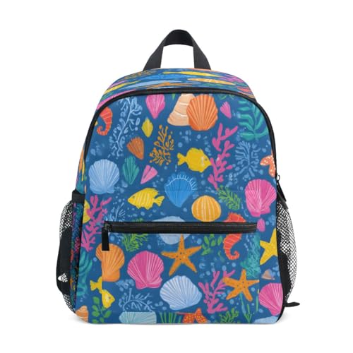 Rucksack mit buntem Muschelmuster, Kleinkind-Rucksack, Vorschultasche, Kindergarten, Schultasche, Kindergarten, Reisetasche für Mädchen und Jungen Rucksack mit buntem Muschelmuster, Kleinkind-Rucksack, Vorschultasche, Kindergarten, Schultasche, Kindergarten, Reisetasche für Mädchen und Jungen von Mnsruu