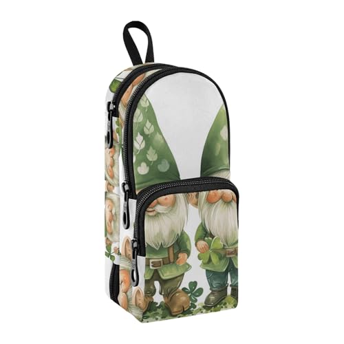 Saint Patrick's Day Gnome8 Federmäppchen, großes Fassungsvermögen, Stifttasche mit Fach, Schüler-Form, Schreibwaren-Organizer, Federmäppchen, Marker-Etui für Schule, Büro, Arbeit, St. Patrick's Day von Mnsruu