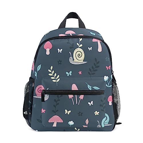 Schnecken Pilze Blumen Kleinkind Rucksack Vorschule Rucksack Jungen Mädchen Kinder Kindergarten Schultasche, A045, 25.40x30.5x10cm von Mnsruu