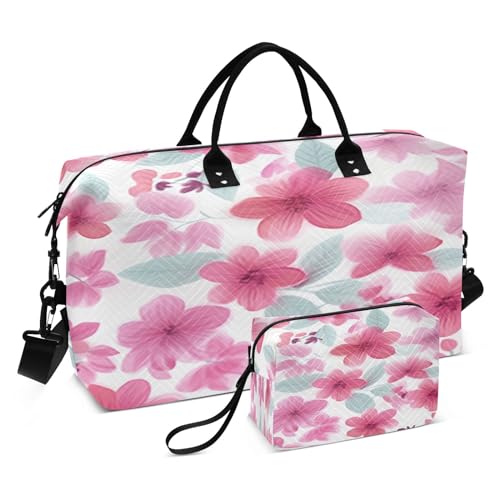 Schöne Reisetasche mit rosa Blumen, Fitnessstudio, Yoga, Handgepäcktasche für Männer und Frauen, Wochenendtasche, Schöne rosa Blumen, Einheitsgröße, Reisetasche von Mnsruu