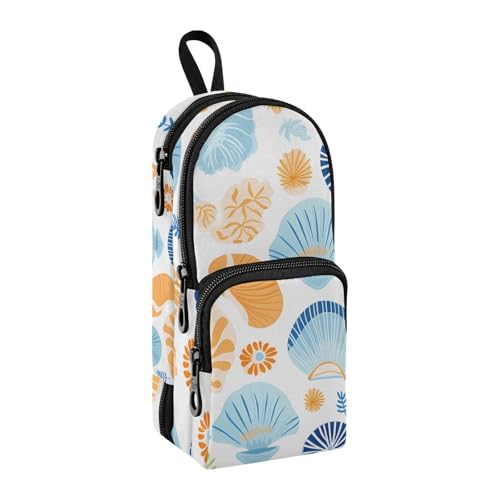 Schönes Federmäppchen mit Muschel-Design, großes Fassungsvermögen, Stifttasche mit Fach, Schüler-Form, Schreibwaren-Organizer, Federmäppchen, Marker-Etui für Schule, Büro, Arbeit, Schöne Muscheln, von Mnsruu