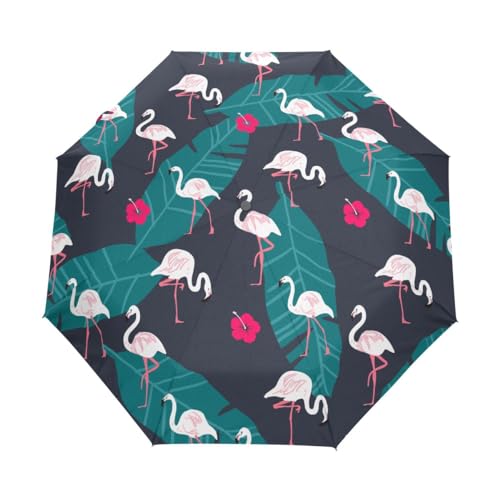 Sommer-Flamingo-Regenschirm, kompakt, automatisches Öffnen, Schließen, Regenschirm, Reisen, winddicht, UV-beständig, Mehrfarbig, Einheitsgröße von Mnsruu