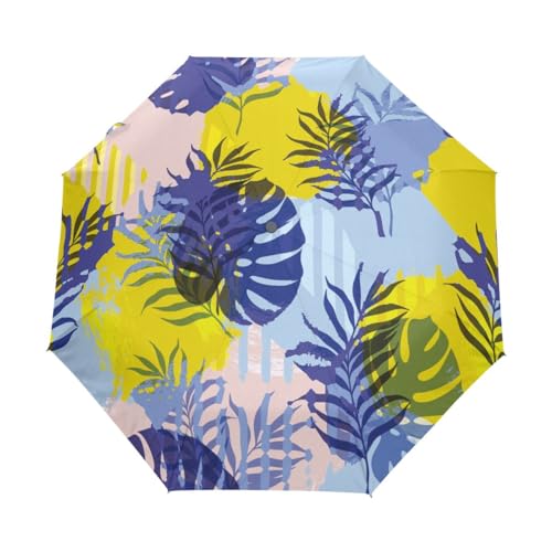 Sommer-Palmenblätter, kompakter Regenschirm, automatisches Öffnen, Schließen, Regenschirm, Reisen, winddicht, UV-, Mehrfarbig, Einheitsgröße von Mnsruu