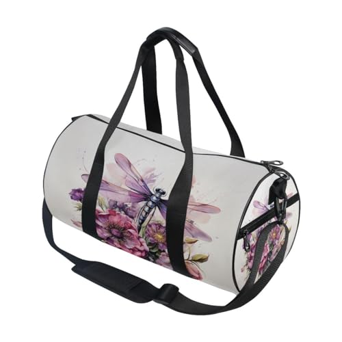 Sporttasche, Reisetasche, Motiv: Libelle, für Damen und Herren, Violett, Lilafarbene Blumenlibelle, Einheitsgröße von Mnsruu