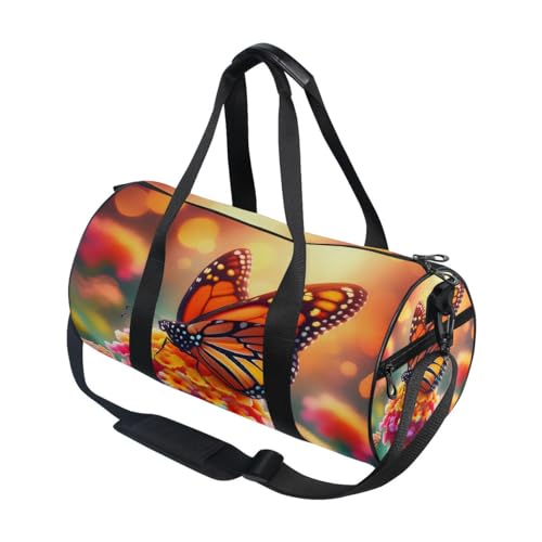 Sporttasche, Reisetasche, Motiv: Schmetterling auf Lantana, für Damen und Herren, Schmetterling auf Lantana-Blume, Einheitsgröße von Mnsruu