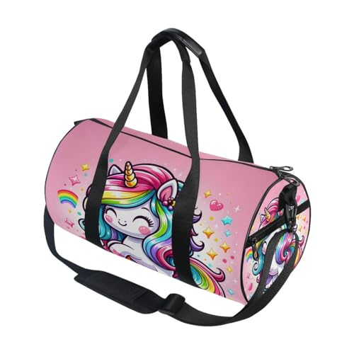 Sporttasche, Reisetasche, niedliches Cartoon-Regenbogen-Einhorn, Gepäck für Damen und Herren, Niedliches Cartoon-Regenbogen-Einhorn, Einheitsgröße von Mnsruu