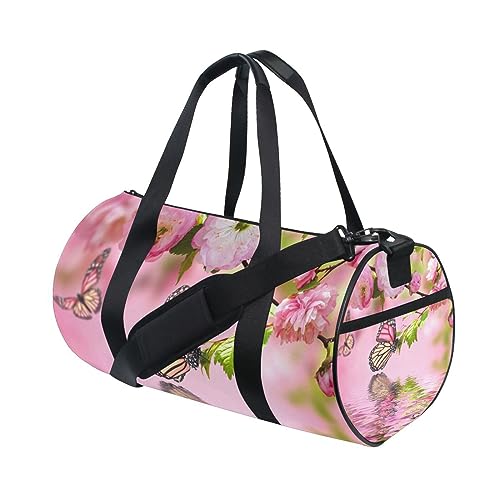 Sporttasche für Damen und Herren, Kirschblüten-Design, Reisetasche, Trainingstasche, Strand, Yoga, Wochenende, Tanztasche, D231, L von Mnsruu