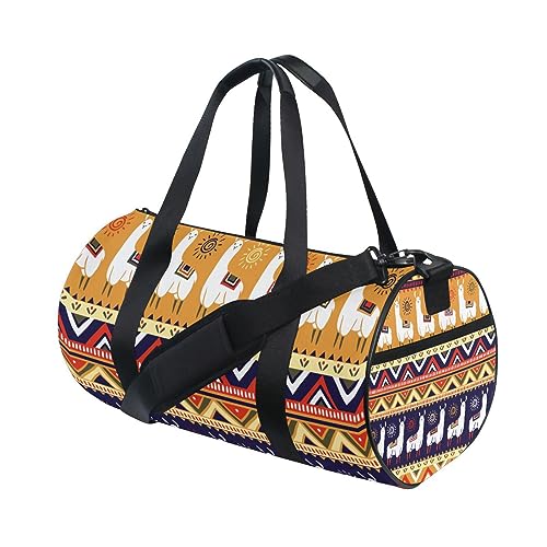 Sporttasche für Damen und Herren, Motiv: Azteken-Tiere, Alpaka-Design, Reisetasche, Trainingstasche, Strand, Yoga, Wochenende, Tanztasche, D229, L von Mnsruu