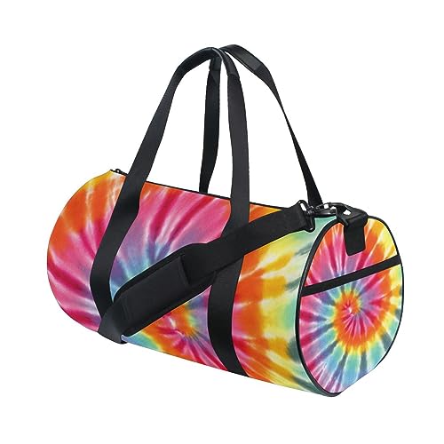 Sporttasche für Damen und Herren, Regenbogenfarben, Batikfärbung, Reisetasche, Trainingstasche, Strand, Yoga, Wochenende, Tanztasche, d198, L von Mnsruu