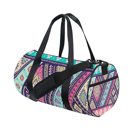 Sporttasche mit Azteken-Druck, für Damen und Herren, Reisetasche, Trainingstasche, Strand, Yoga, Wochenende, Tanztasche, D228, L von Mnsruu