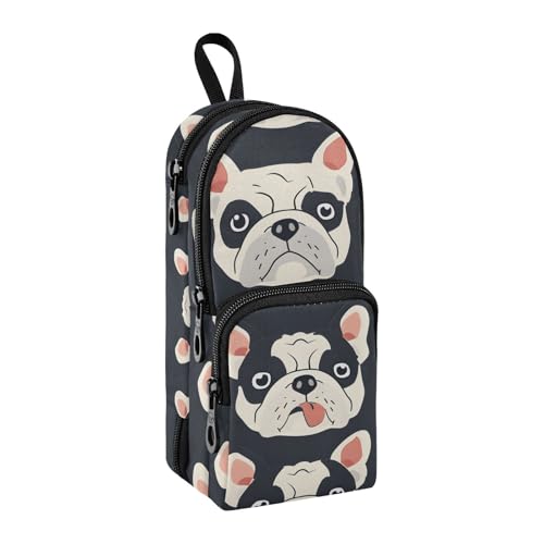 Süßes Federmäppchen, nahtlos, wiederholt, Bulldogge, Welpen, Haustier-Federmäppchen, großes Fassungsvermögen, Stifttasche mit Fach, Schüler-Form, Schreibwaren-Organizer, Federmäppchen für Schule, von Mnsruu