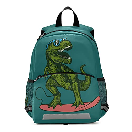 Mnsruu T-Rex Dinosaurier-Surfer-Rucksack für Kinder, Jungen, Mädchen, Alter 3–6 Jahre, Vorschul-Mini-Rucksack mit Leine, Muster 1, Einheitsgröße von Mnsruu