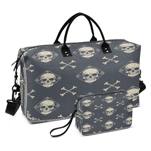 Totenkopf-Reisetasche, Turnbeutel, Totenköpfe, gekreuzte Knochen, Wochenendtasche für Damen, mit Kulturbeutel, Reisetasche, Schwimmtasche, Multi 66, Einheitsgröße Totenkopf-Reisetasche, Turnbeutel, Totenköpfe, gekreuzte Knochen, Wochenendtasche für Damen, mit Kulturbeutel, Reisetasche, Schwimmtasche, Multi 66, Einheitsgröße von Mnsruu