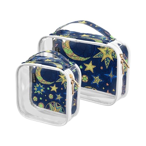 Transparente Reise-Kulturtasche Fantasy Sternenhimmel Kosmetiktasche Make-up-Taschen 2 Pack PVC Tragbare wasserdichte Toilettenartikel Tragetasche Wasch-Aufbewahrungstasche für Damen Herren, A4159, von Mnsruu