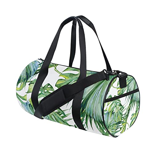 Tropical Jungle Green Palm Leaves Sport Gym Bag Frauen Herren Reise Duffel Bag Workout Taschen Übung Strand Yoga Wochenende Tanztasche, grün, L von Mnsruu