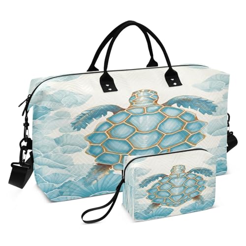 Turtle Travel Duffle Bag Gym Bag, Sea Turtle with Turquoise Shell Weekender Bags for Women with Toiletry Bag Travel Tote Bag Swim Bag, Multi 37, Einheitsgröße von Mnsruu