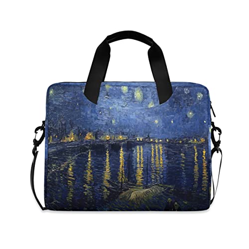 Vincent Van Gogh Starry Night Mädchen 14 Zoll Laptoptasche Kinder 10 Tablet Hülle Tasche Handtasche für Zweitschule Frauen 15,6 Zoll Computer Tasche Aktentasche von Mnsruu