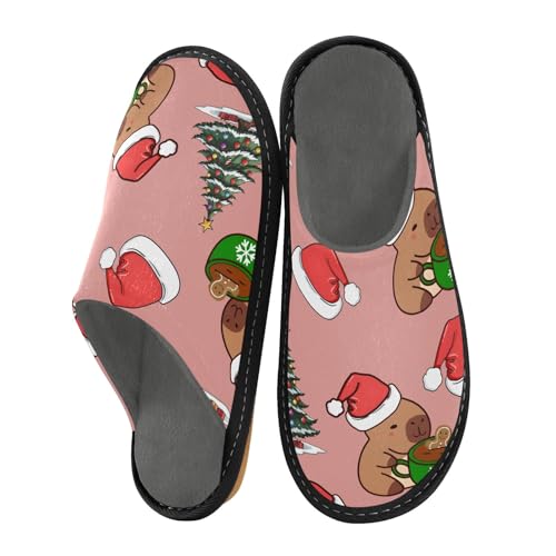 Weihnachten Capibara Hausschuhe für Damen Herren Warme Hausschuhe Hausschuhe Indoor Outdoor Hausschuhe, Mehrfarbig, 40 EU von Mnsruu