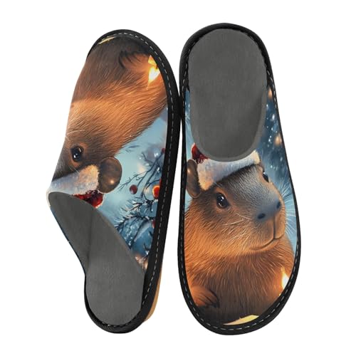 Weihnachten Capybara Hausschuhe für Damen Herren Warme Hausschuhe Hausschuhe Indoor Outdoor Hausschuhe, Mehrfarbig, 36/37 EU von Mnsruu