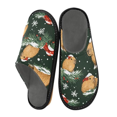 Weihnachten Capybara Hausschuhe für Damen Herren Warme Hausschuhe Hausschuhe Indoor Outdoor Hausschuhe, Mehrfarbig, 38.5/39 EU von Mnsruu