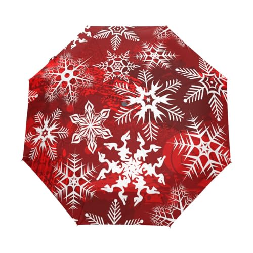 Weihnachts-Schneeflocken-Regenschirm, kompakt, automatisches Öffnen, Schließen, Regenschirm, Reisen, winddicht, UV-beständig, Mehrfarbig, Einheitsgröße von Mnsruu