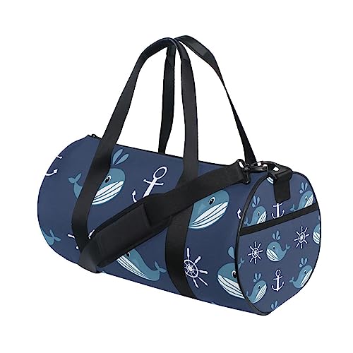 Whale Blue Ocean Sports Gym Bag Frauen Herren Reise Duffel Bag Workout Taschen Übung Strand Yoga Wochenende Tanz Tasche, A029, L von Mnsruu