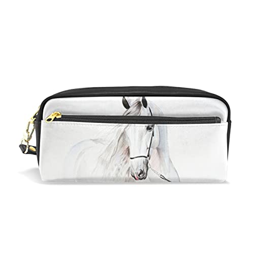 mnsruu Federmäppchen, weißes Pferd, große Kapazität, Stifttasche, Make-up-Werkzeugtasche mit Fächern für Mädchen und Jungen von Mnsruu