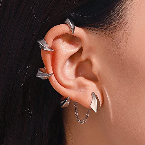 Mnyixsi Vintage Punk Devil Dragon Claw Ear Cuff Earring Gothic Claw Cuff Earrings Gold Devil Claw Wrap Earrings Vintage Cartilage Ear Wrap Earrings for Women Silver von Mnyixsi