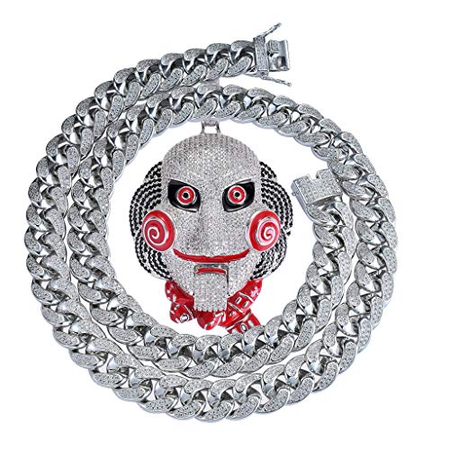 MoCa Jewelry Halskette mit Anhänger Clown 69, Tekashi69, Weißgold, vergoldet, 61 cm, kubanische Kette von KMASAL