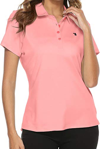 Damen Golf Poloshirts Kurzarm Slim Fit Sport Athletic Shirts Lady Golf Top - Pink - Groß von MoFiz