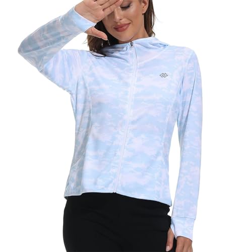 Damen Langarm Running Langarmshirt Trainingsjacke Sweatjacke Laufshirt Top Mit Daumenloch Blau M von MoFiz