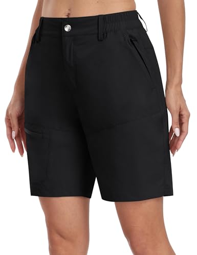 MoFiz Bermuda Shorts Damen Kurze Cargo Shorts wandernshorts schnelltrocknende outdoorshorts Schwarz-B 3XL von MoFiz