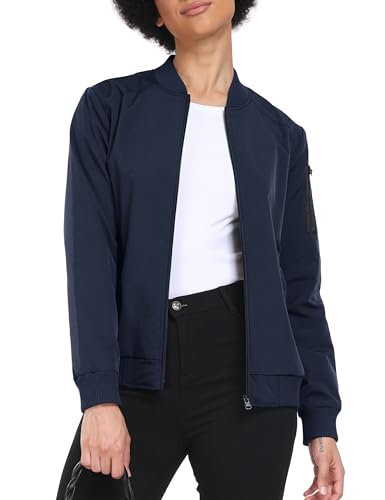 MoFiz Bomberjacke Damen Frühling Leichte Sommerjacke Casual College Jacket Freizeitjacke voll Reißverschluss Blau L von MoFiz