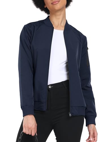 MoFiz Bomberjacke Damen Frühling Leichte Sommerjacke Casual College Jacket Freizeitjacke voll Reißverschluss Blau XL von MoFiz