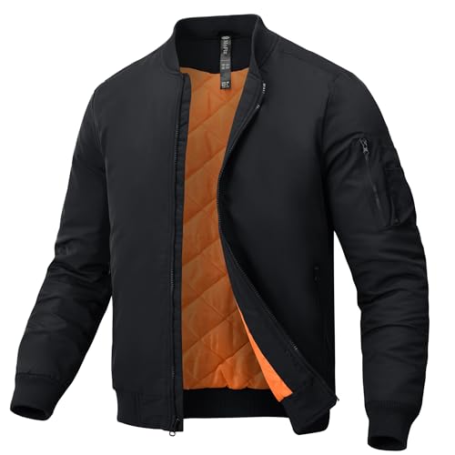MoFiz Bomberjacke Herren Warm Gefüttert Winterjacke Übergangsjacke US Fliegerjacke Militär Bomber Stehkragen mit Ärmeltasche Schwarz M MoFiz Bomberjacke Herren Warm Gefüttert Winterjacke Übergangsjacke US Fliegerjacke Militär Bomber Stehkragen mit Ärmeltasche Schwarz M von MoFiz